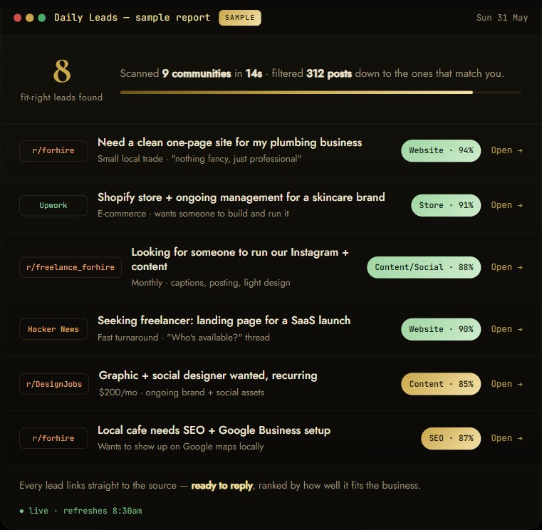 Lead Finder — sample automated lead-gen tool